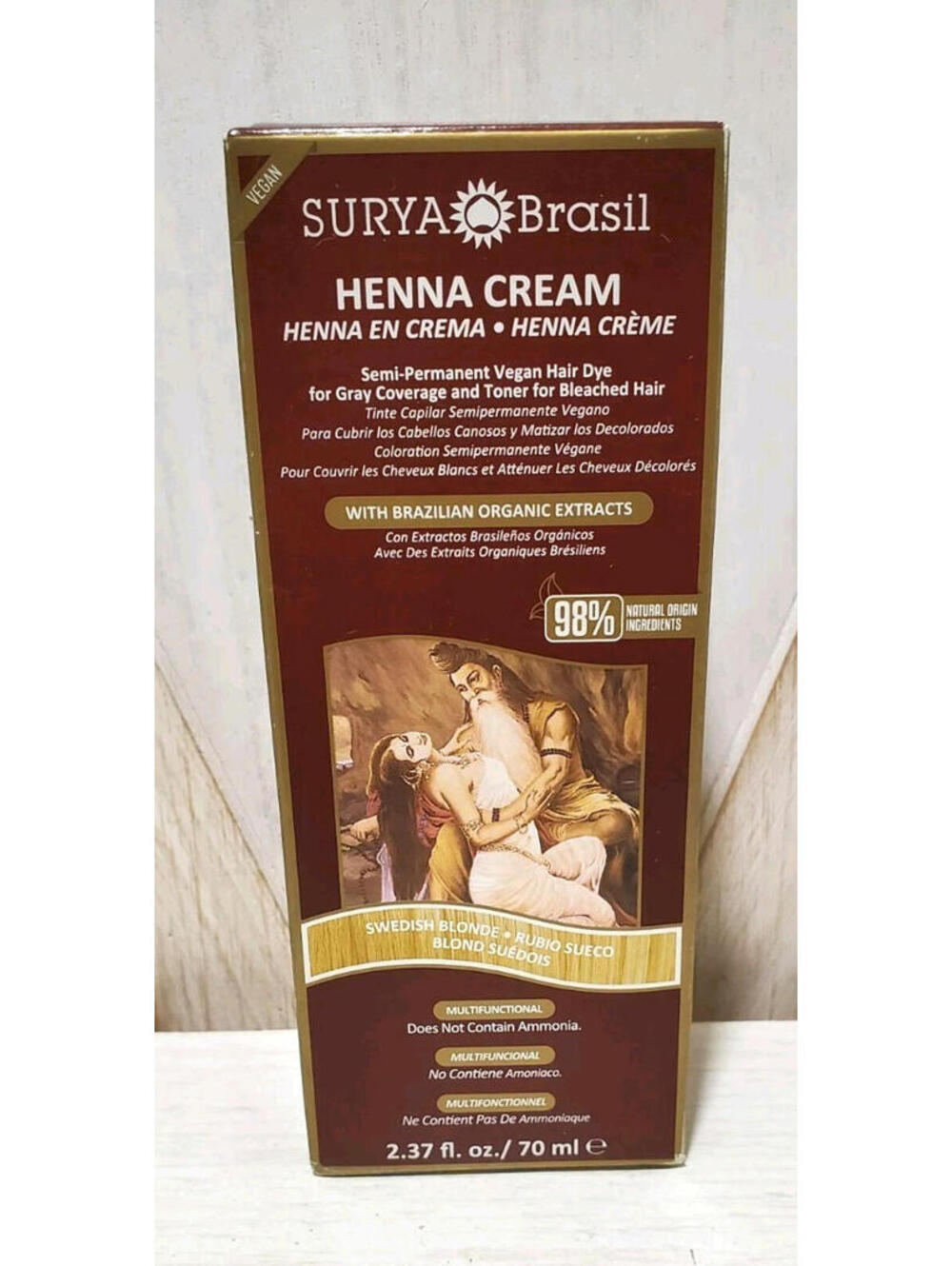 Original Surya Brasil Henna Cream Swedish Blonde 2.37 oz for Grey Coverage